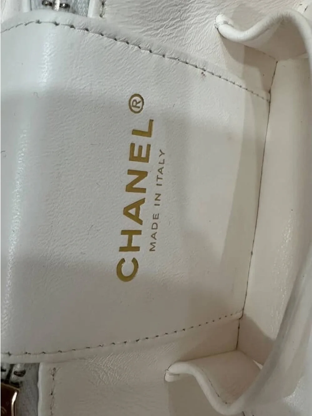 CHANEL White Quilted Vanity Bag with Gold Hardware